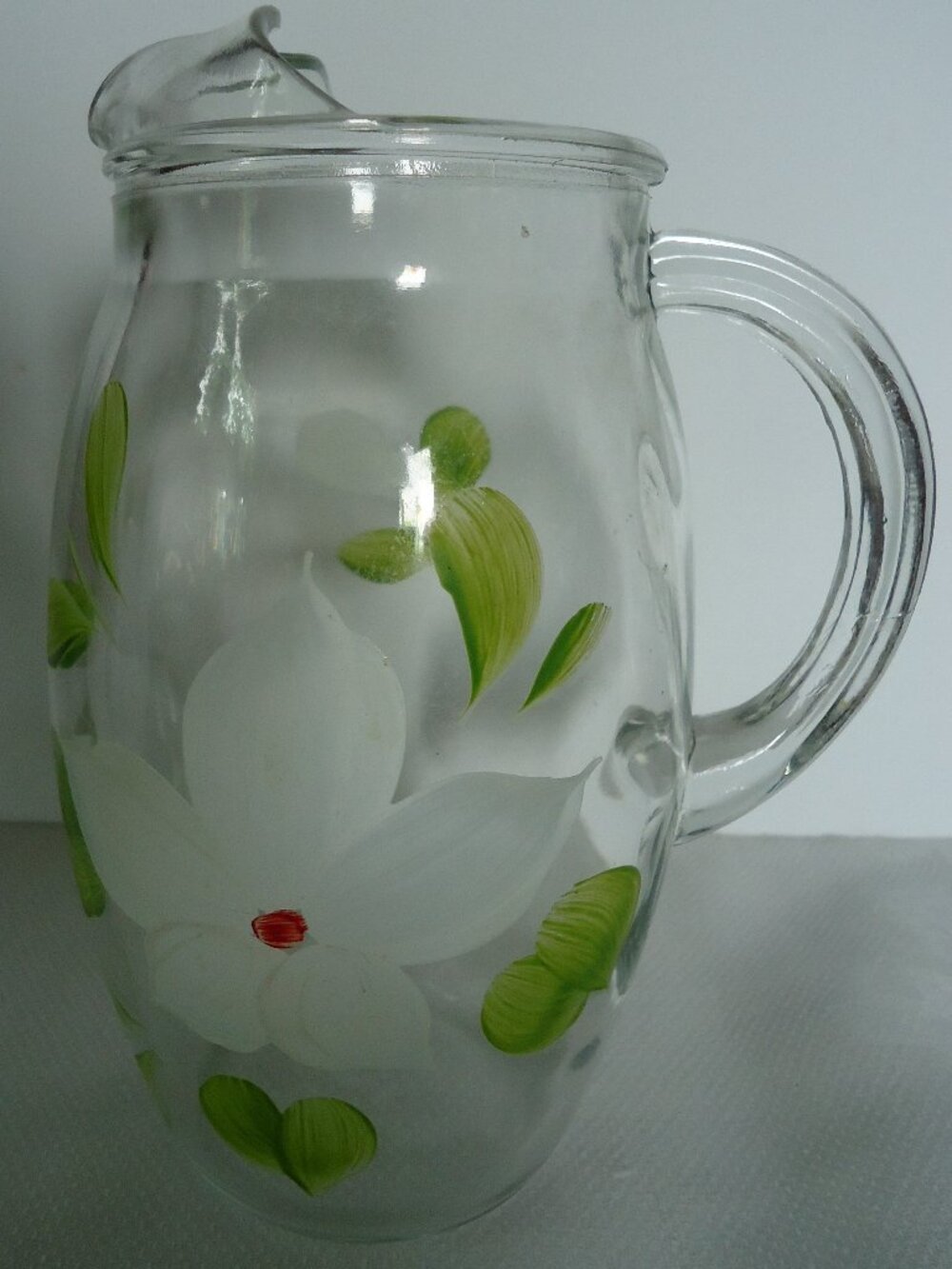 1950's small glass 7" pitcher